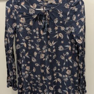 Floral Navy Blue Women's Blouse